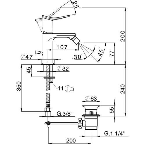 Смеситель Cisal Harlock HK0005546T Акция на биде хром - фото 2