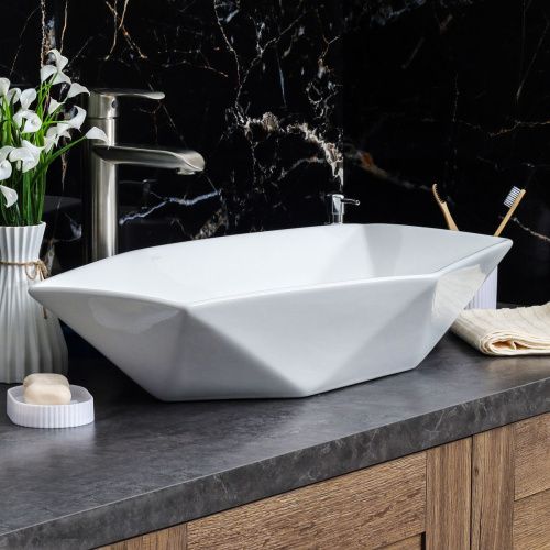 Раковина из сантехнического фарфора Melana 78125-805 60х40 накладная цвет белый без отверстий под смеситель - фото 5