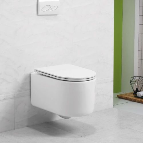 Унитаз подвесной Art&Max RIMINI AM204CHR белый с сиденьем микролифт безободковый каскадный смыв - фото 2