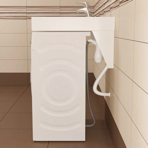 Раковина из искусственного камня СанТа Юпитер 900117 60х50 над стиральной машиной цвет белый - фото 4