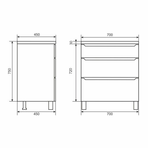 Тумба под раковину Uperwood Tanos 291020333 70х50 напольная цвет черный - фото 2