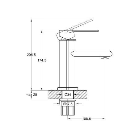 Смеситель для раковины G.Lauf NOB NOB1-A128 на столешницу хром