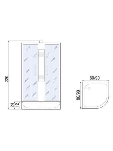 Душевая кабина River NARA LIGHT 10000006217 90х90 четверть круга без крыши ориентация универсальная - фото 2
