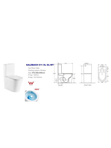 Унитаз напольный с бачком WeltWasser WW SK WW SALZBACH 011 XL GL-WT (10000013372) белый с сиденьем микролифт безободковый смыв торнадо - фото 2