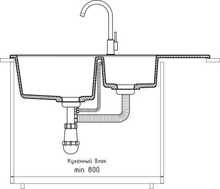 Кухонная мойка Granfest Practik P-980KL графит 100х50 цвет серый поверхность матовая