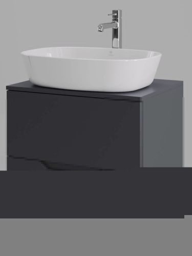 Тумба с раковиной Orange Line Li-60TugMDF+B08-500W 60х50 подвесная цвет черный - фото 2