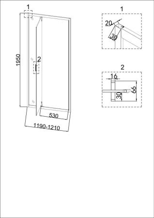 Душевая дверь Niagara Nova NG-43-12AG 120х195 стекло прозрачное профиль золото