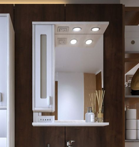 Зеркало-шкаф Бриклаер Бали 4627125411991 60х80 подвесной цвет белый/бежевый - фото 2