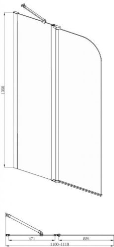 Душевая шторка на ванну Bravat Alfa BG110.5111A 110х135 стекло прозрачное профиль хром ориентация универсальная - фото 3