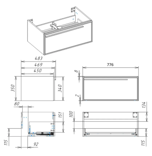Тумба с раковиной La Fenice ELBA NFNC-01-ELB-C-80-3-80 80х50 подвесная цвет бежевый - фото 3