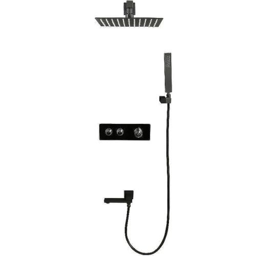 Душевая система ALMAes Olef TVZ-0898 встраиваемая в стену цвет черный с термостатом - фото 2