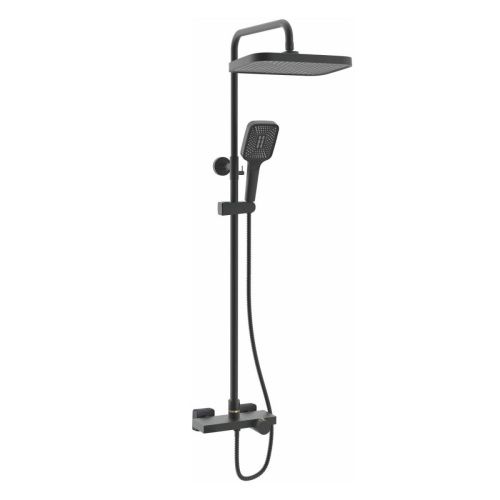 Душевая стойка Rose R1896H-6 настенная цвет черный с термостатом - фото 2