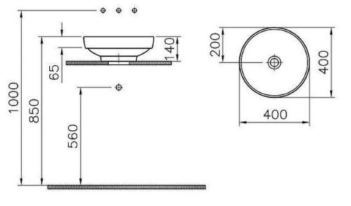 Раковина из сантехнического фарфора Vitra Water Jewels 4334B003-1361 40х40 накладная цвет белый без отверстий под смеситель - фото 3