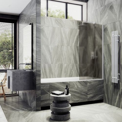 Душевая шторка на ванну Maybah Glass MGV-77-1ш 90х140 стекло тонированное профиль белый ориентация универсальная - фото 3