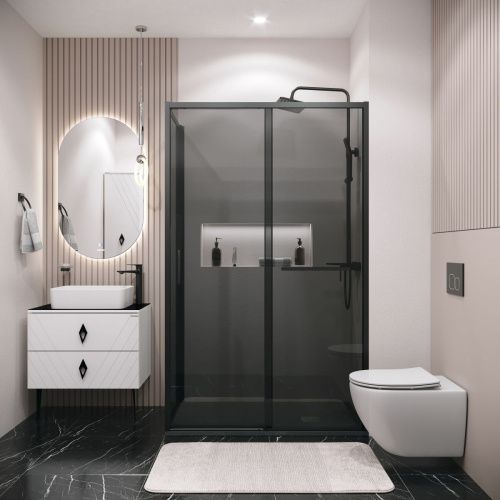 Душевая перегородка Grossman Style 200.K33.05.70.21.10 70х195 стекло тонированное профиль черный - фото 3