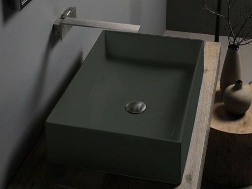 Раковина керамическая Scarabeo Teorema 2.0 5101 49 BK 60х40 накладная цвет черный без отверстий под смеситель