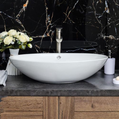 Раковина из сантехнического фарфора Melana 7686-805 60х40 накладная цвет белый без отверстий под смеситель - фото 4