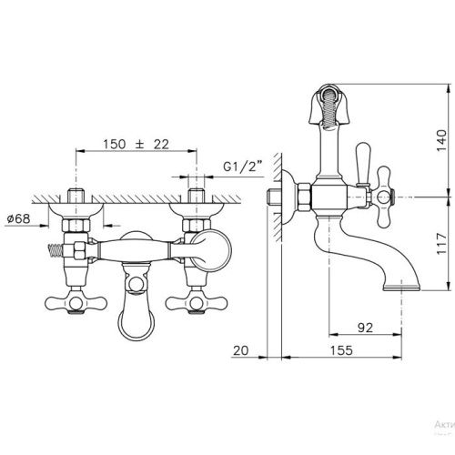 Смеситель для ванны Nicolazzi Nuova Brenta 2501GB настенный золото - фото 2