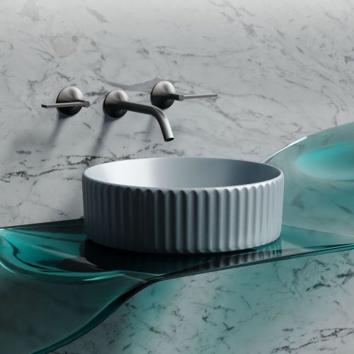 Раковина из сантехнического фарфора Ceramica Nova ELEMENT CN6057MHL 40х40 накладная цвет голубой без отверстий под смеситель - фото 3