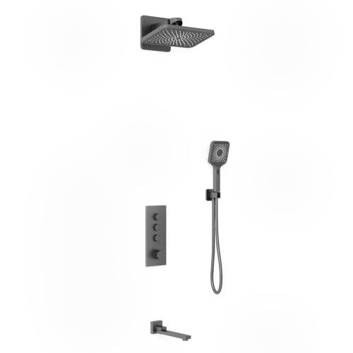 Душевая система Vincea VSFW-433TI4GM встраиваемая в стену цвет вороненая сталь с термостатом - фото 2