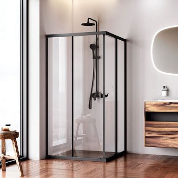 Душевой уголок Am.Pm Sunny W87G-403-100100-BT 100х100 стекло прозрачное профиль черный без поддона
