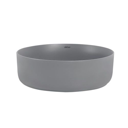 Раковина из сантехнического фаянса Abber BEQUEM AC2108MG 40х40 накладная цвет серый без отверстий под смеситель - фото 2