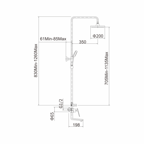Душевая стойка Fashun A2481-7 настенная цвет черный - фото 3
