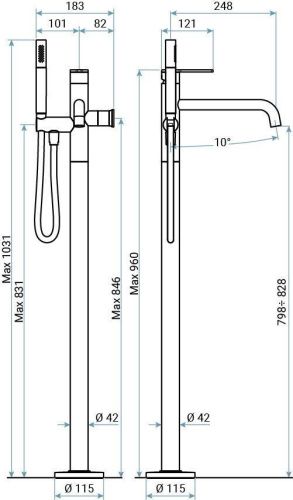 Смеситель Emmevi Filobrass 85030ZI/NEO напольный черный - фото 2