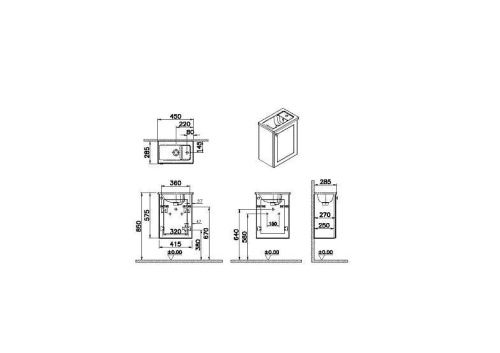 Тумба с раковиной Vitra Root Classic 68615 50х30 подвесная цвет синий - фото 2