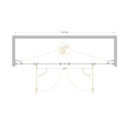 Душевая дверь Cezares VERONA VERONA-W-B-22-200-C-Cr 200х195 стекло прозрачное профиль хром