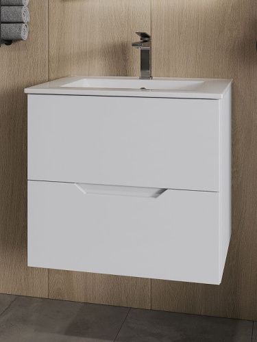 Тумба с раковиной Orange Line Li-60Tuw+Ra 60х50 подвесная цвет белый - фото 2