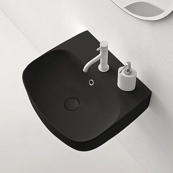 Раковина из сантехнического фарфора Kerasan Nolita 534031*1 50х50 накладная цвет черный 1 отверстие под смеситель