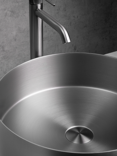 Раковина из нержавеющей стали AltroBagno Luna AltroBagnoLuna001002MtGr 40х40 накладная цвет оружейная сталь - фото 5