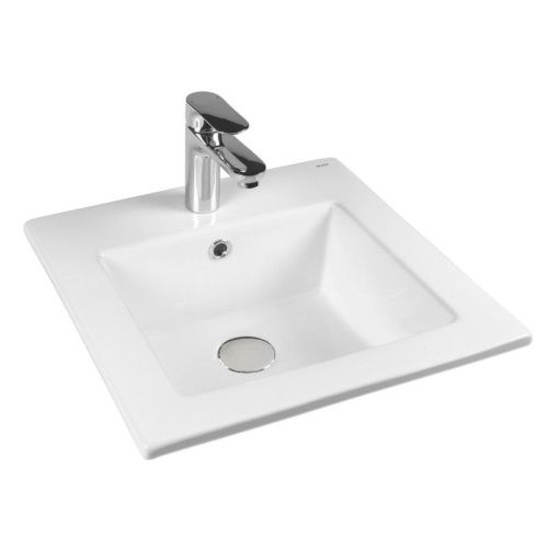 Раковина из сантехнического фарфора Bond Cube S06-410 40х40 встраиваемая цвет белый 1 отверстие под смеситель - фото 3