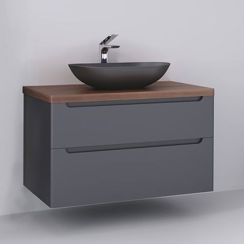 Тумба под раковину Jorno WOOD wood.01.100/P/GR 100х50 подвесная цвет серый - фото 2