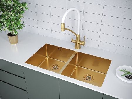 Кухонная мойка Paulmark GERBERG 78/2 UNI PM237844-BG 35х40 цвет золото поверхность брашированная