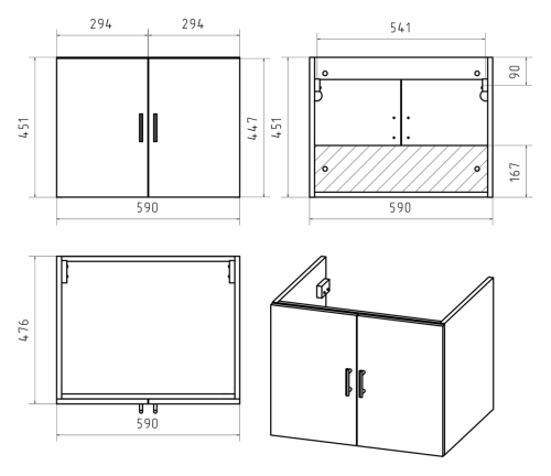Тумба под раковину Misty Галвер Пр-Гал06060-0011По 60х50 подвесная цвет белый - фото 3