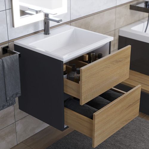 Тумба с раковиной Uperwood Barsa 29830205647 50х50 цвет коричневый/черный - фото 4