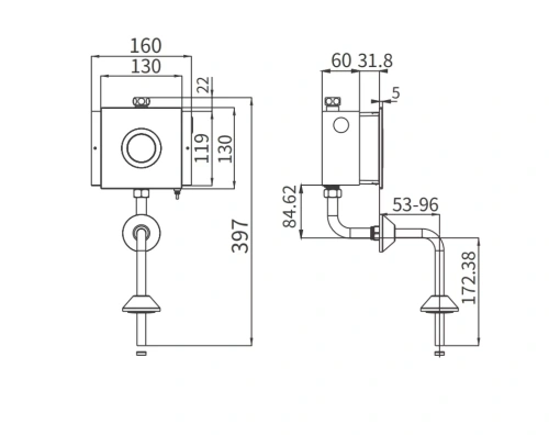 Клавиша смыва для писсуара инфракрасная Arrow AG7109AB цвет хром - фото 2