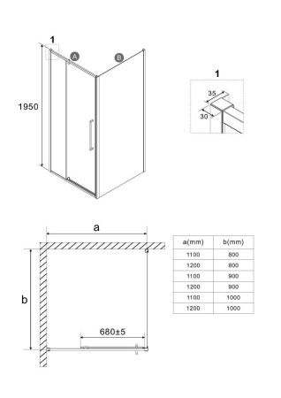 Душевой уголок Niagara Nova NG-66-12A-A90-34 120х90 стекло прозрачное профиль хром без поддона