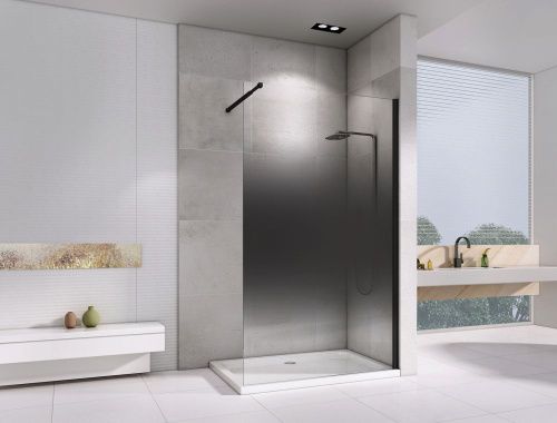 Душевая перегородка Abber Immer Offen AG69103BS 100х200 стекло тонированное профиль черный - фото 2