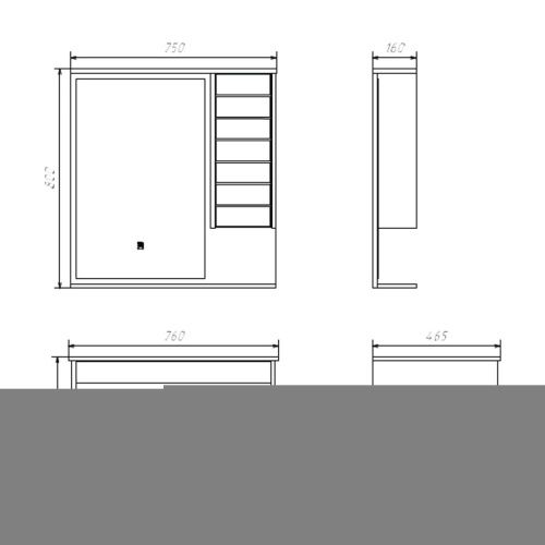 Зеркало-шкаф Comforty Кемер 00-00014147CF 80х80 подвесной цвет серый/черный - фото 2