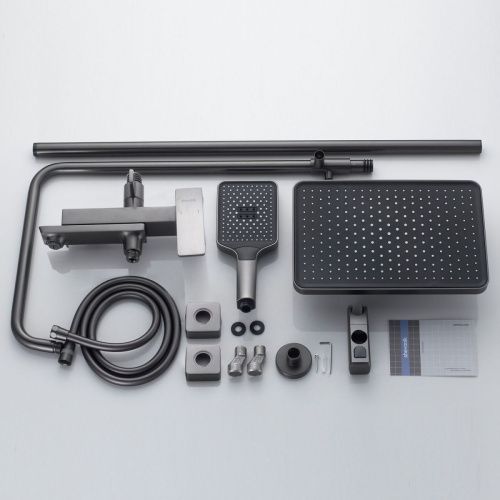 Душевая стойка Shevanik S4436T настенная цвет оружейная сталь - фото 4