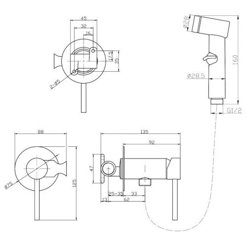 Гигиенический душ со смесителем Esko Shanghai Gold SMHGold золото - фото 3