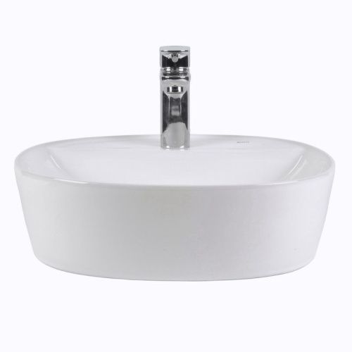 Раковина из сантехнического фарфора Bond Oval S01-410 40х40 накладная цвет белый 1 отверстие под смеситель - фото 3