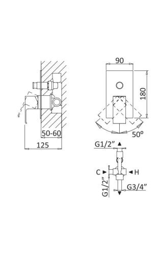 Смеситель Cezares PORTA PORTA-VDIM-01 встраиваемый в стену хром - фото 2