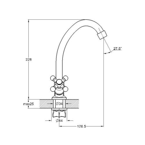 Смеситель для кухни G.Lauf JMX JMX4-A605 на столешницу хром - фото 3
