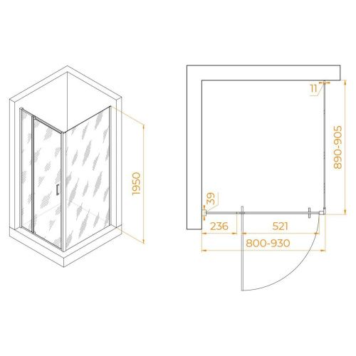 Душевой уголок RGW Passage 350807889-11 90х80 стекло прозрачное профиль хром без поддона - фото 2