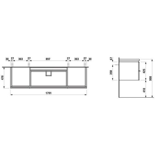 Тумба под раковину Laufen Living Square 4.0136.1.075.999.1 - цвет 37 темно-коричневый 180х50 цвет коричневый - фото 2