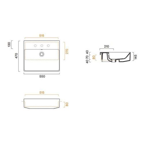 Раковина керамическая Catalano Zero 126550001 60 см полувстраиваемая цвет белый без отверстий под смеситель - фото 2